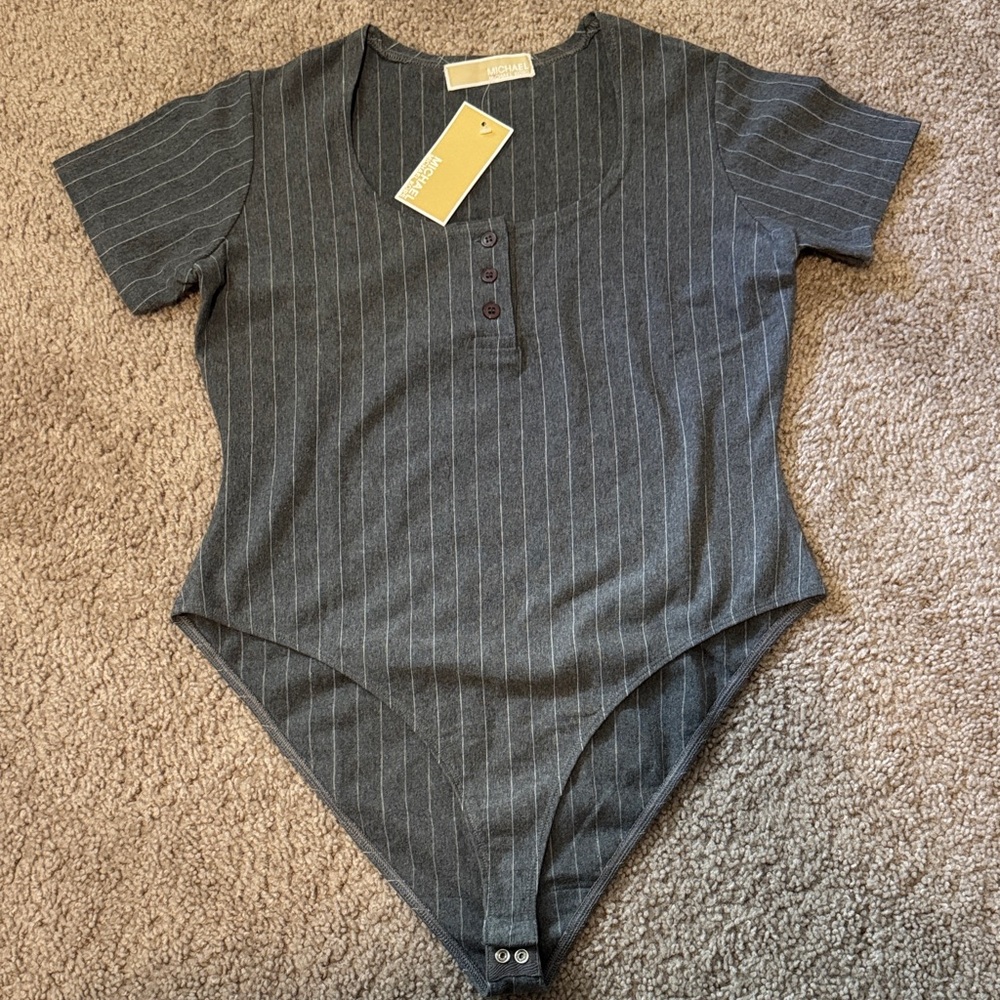 Michael Kors Charcoal Pinstripe Top